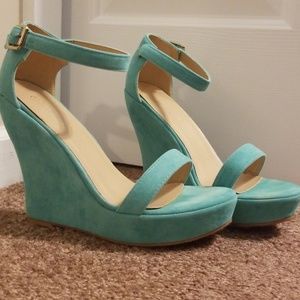 Turquoise platform wedges size 10